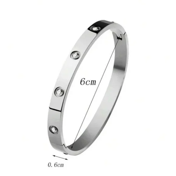 Sparkling Splendor Silver Rhinestone Bangle - Picture 4 of 5